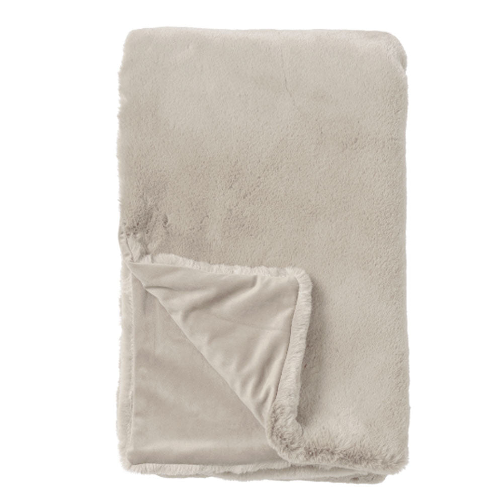 Zinzi Faux Fur Throw in Pumice Stone