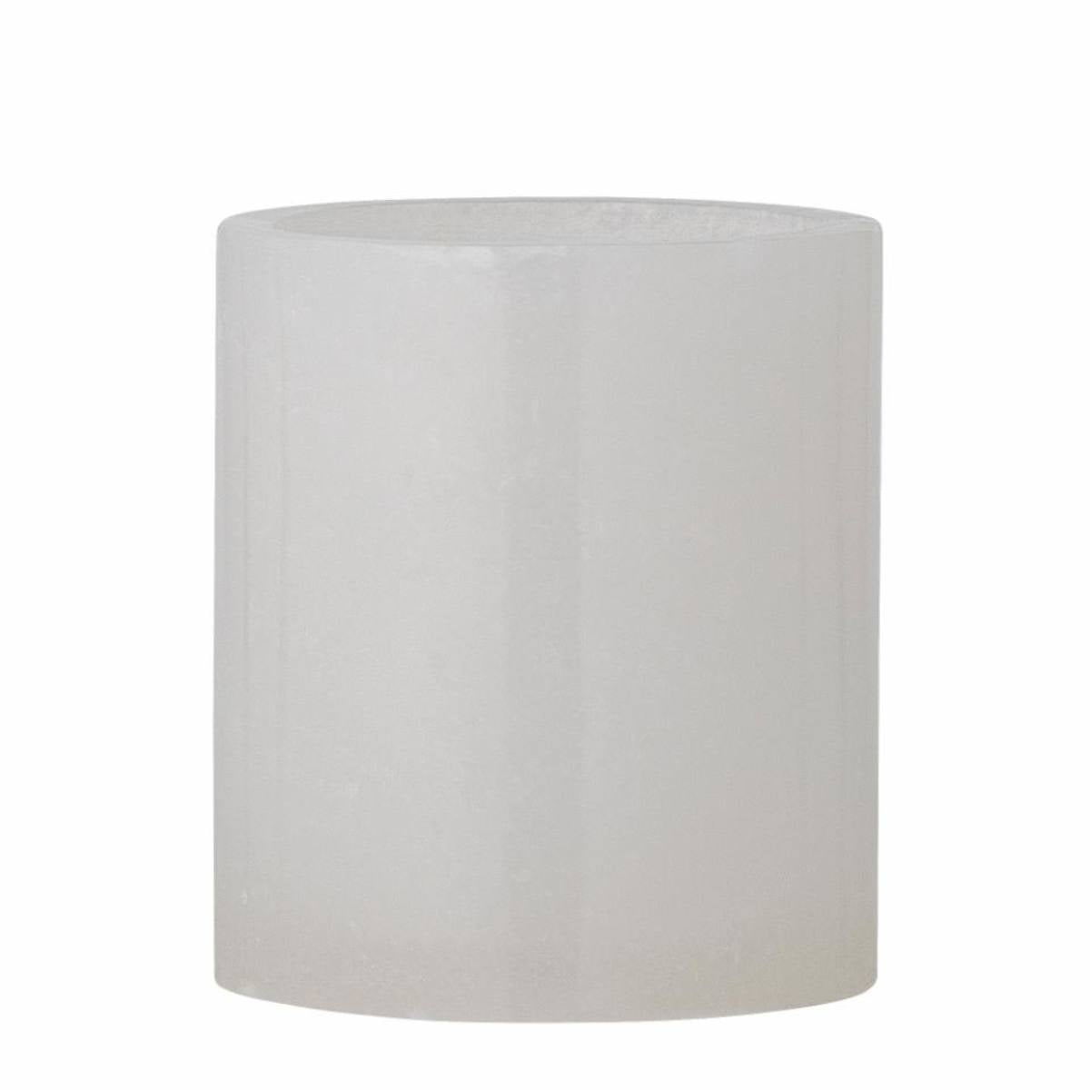 Annabel white alabaster tealight holder with polished finish on white background