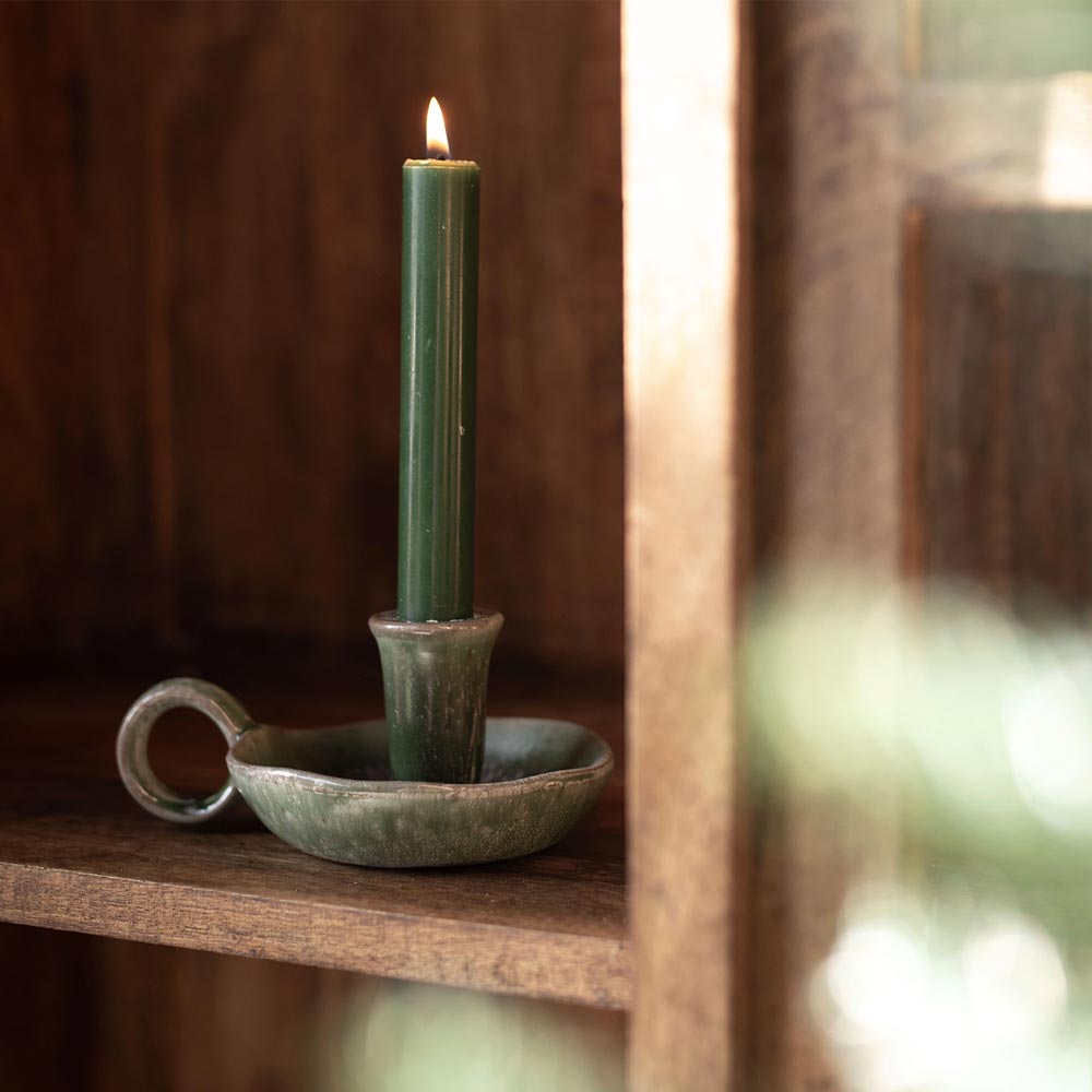 Manda Green Porcelain Candle Holder
