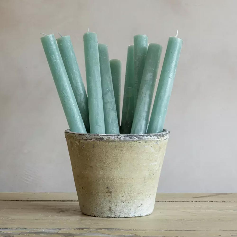 Rustic Dinner Candle - Sea Green