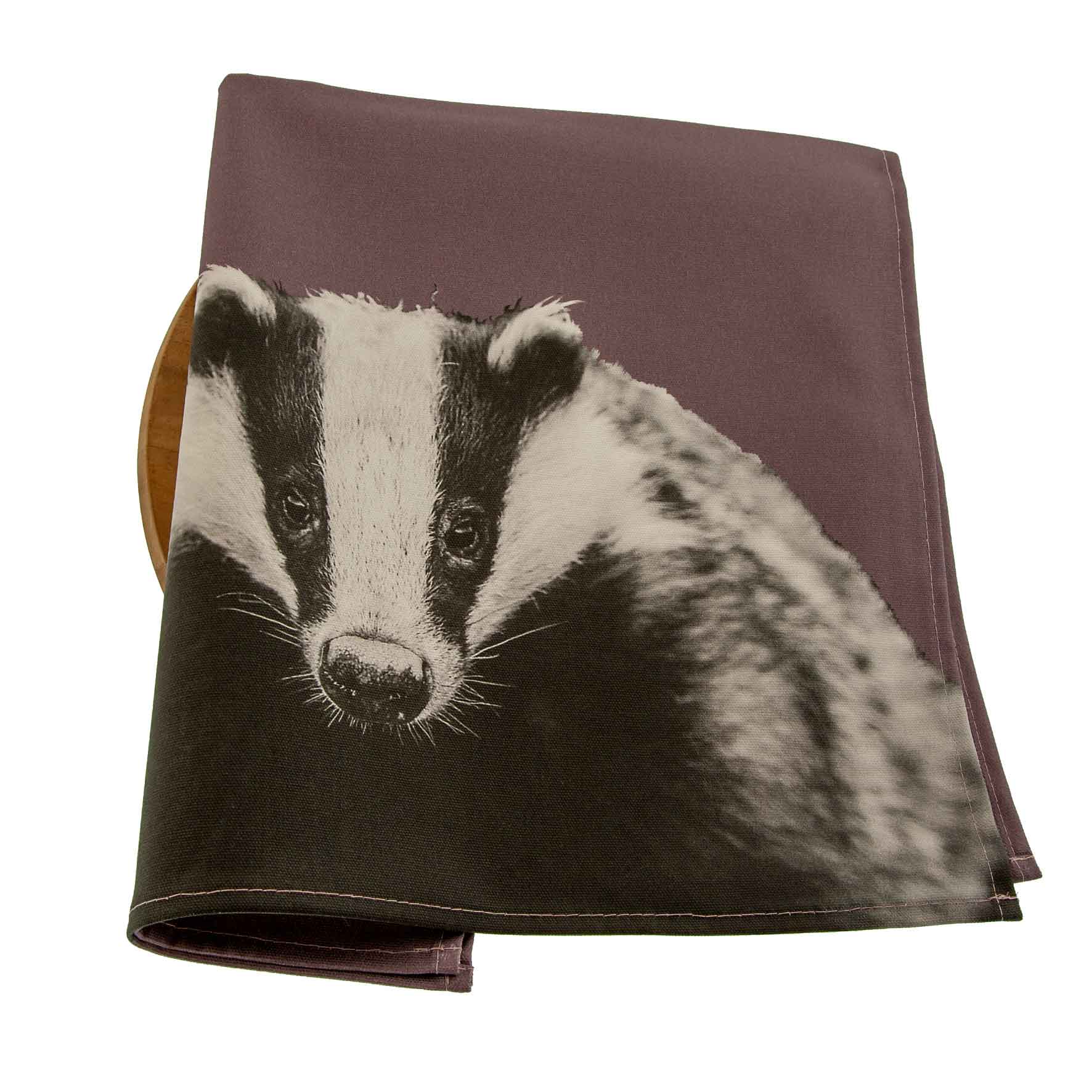 Badger Tea Towel - Dusky Pink