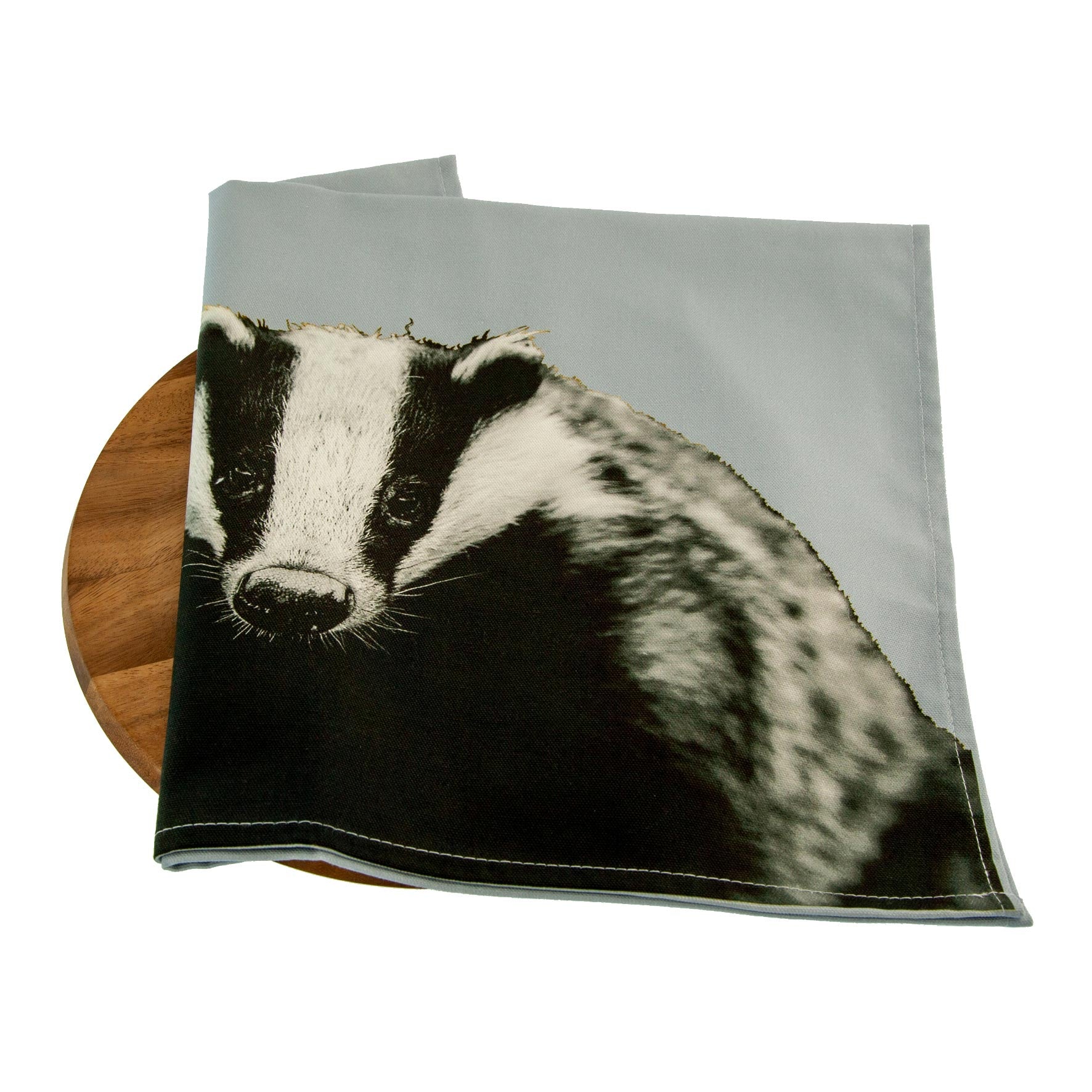 Badger Tea Towel - Pale Grey