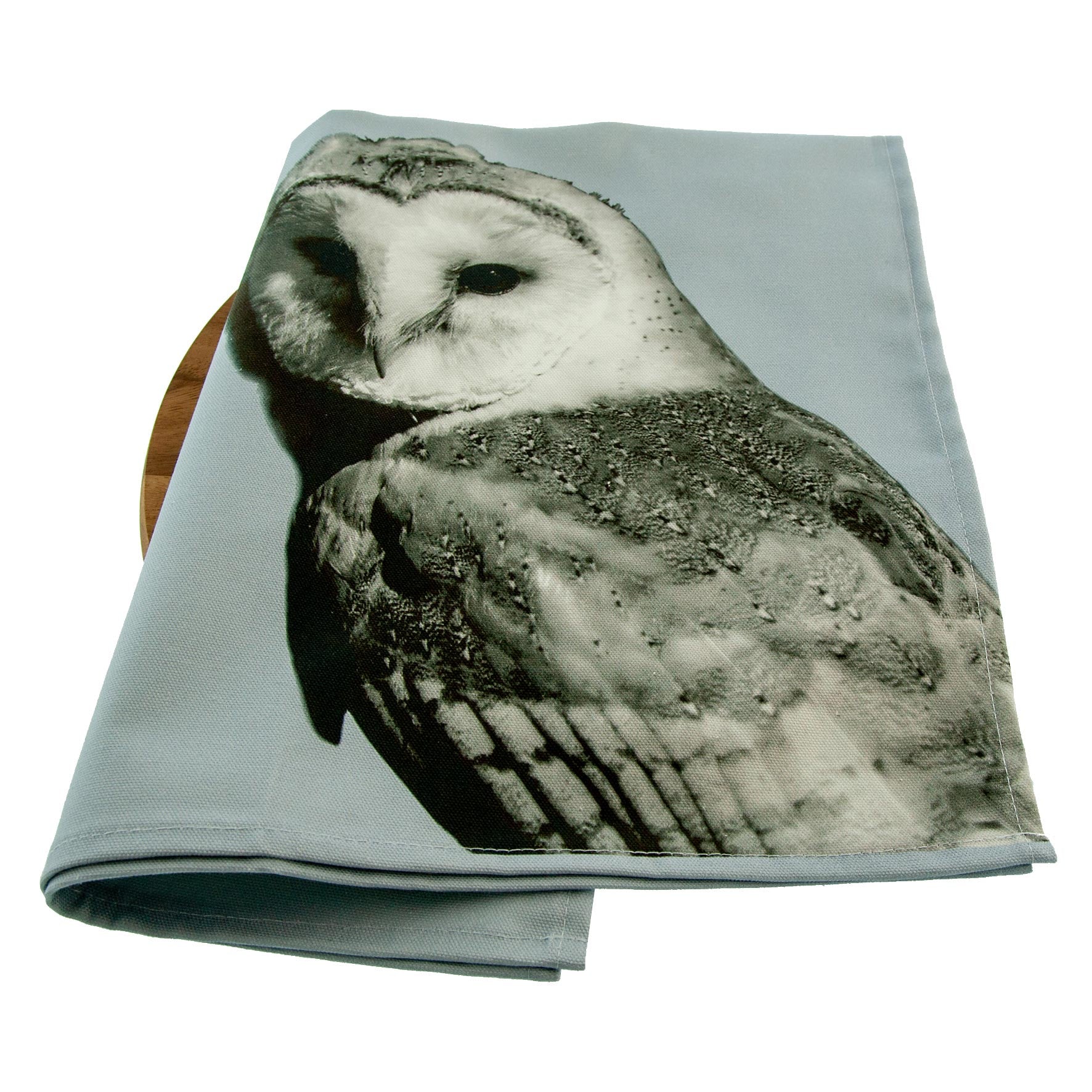 Barn Owl Tea Towel Pale Grey