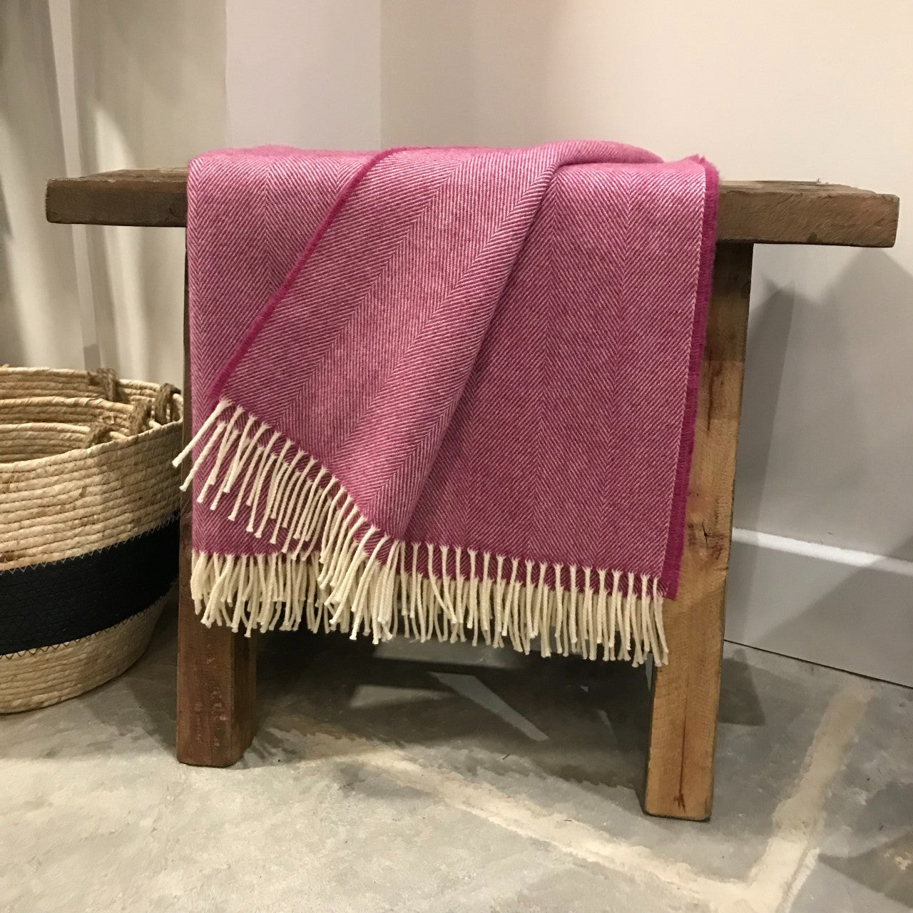 Beetroot Herringbone Lambswool Throw - McNutt of Donegal