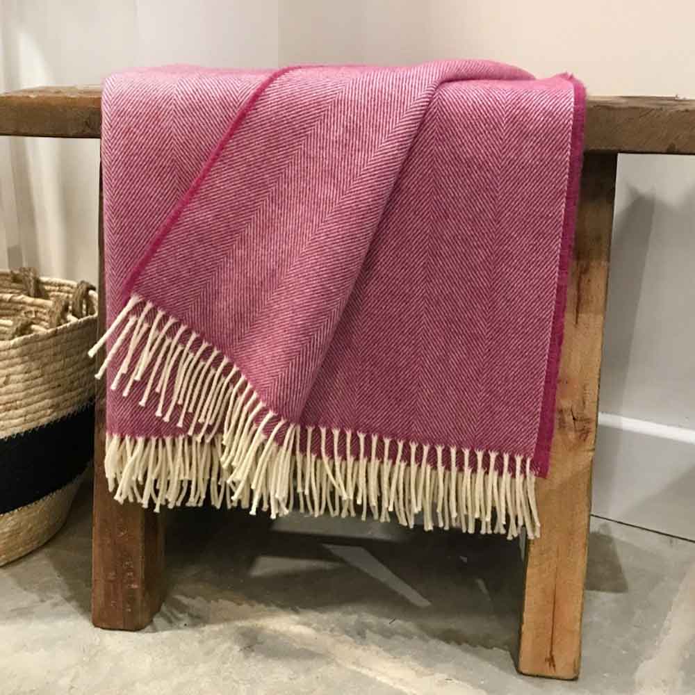 Beetroot Herringbone Lambswool Throw - McNutt of Donegal