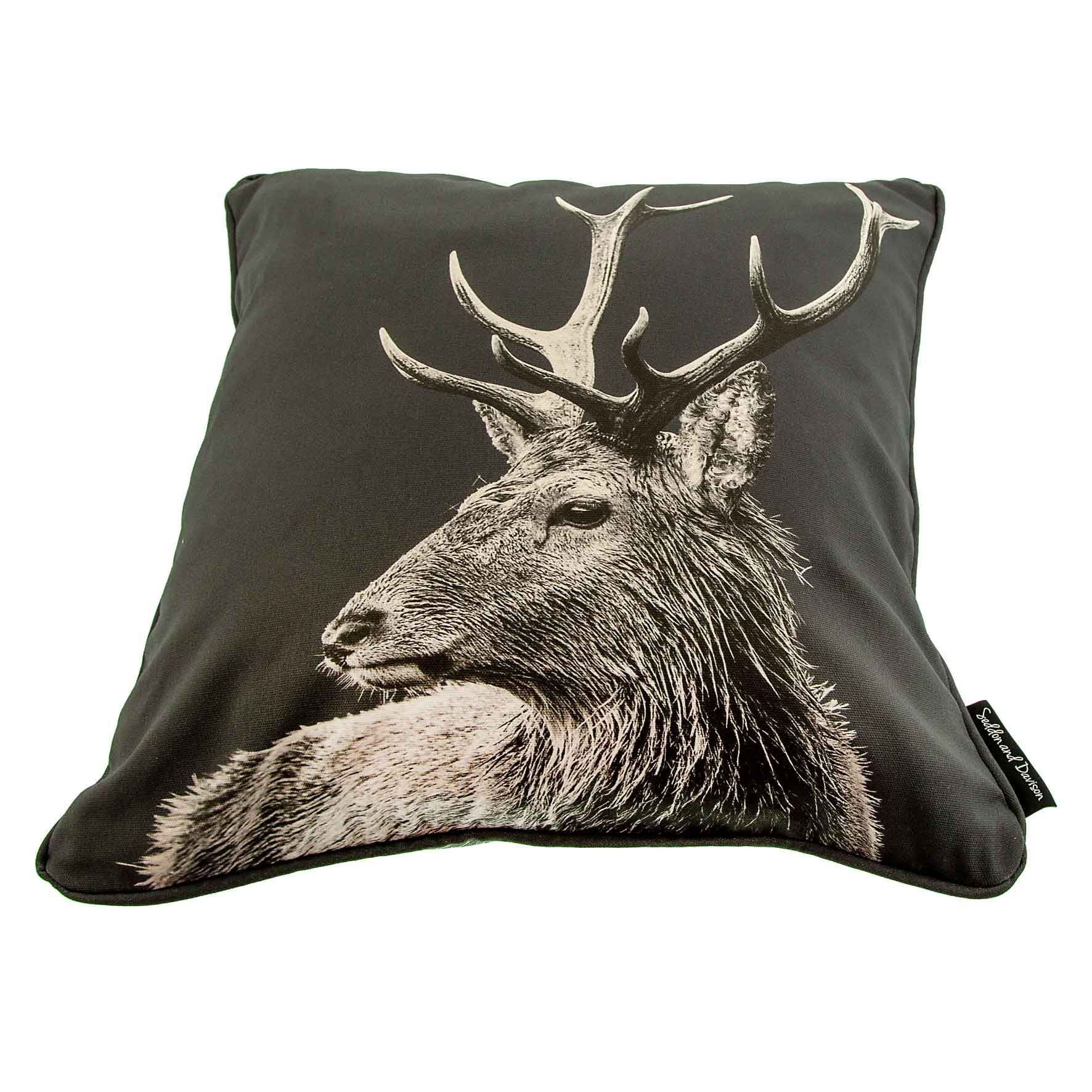Highland Stag Cushion - Charcoal