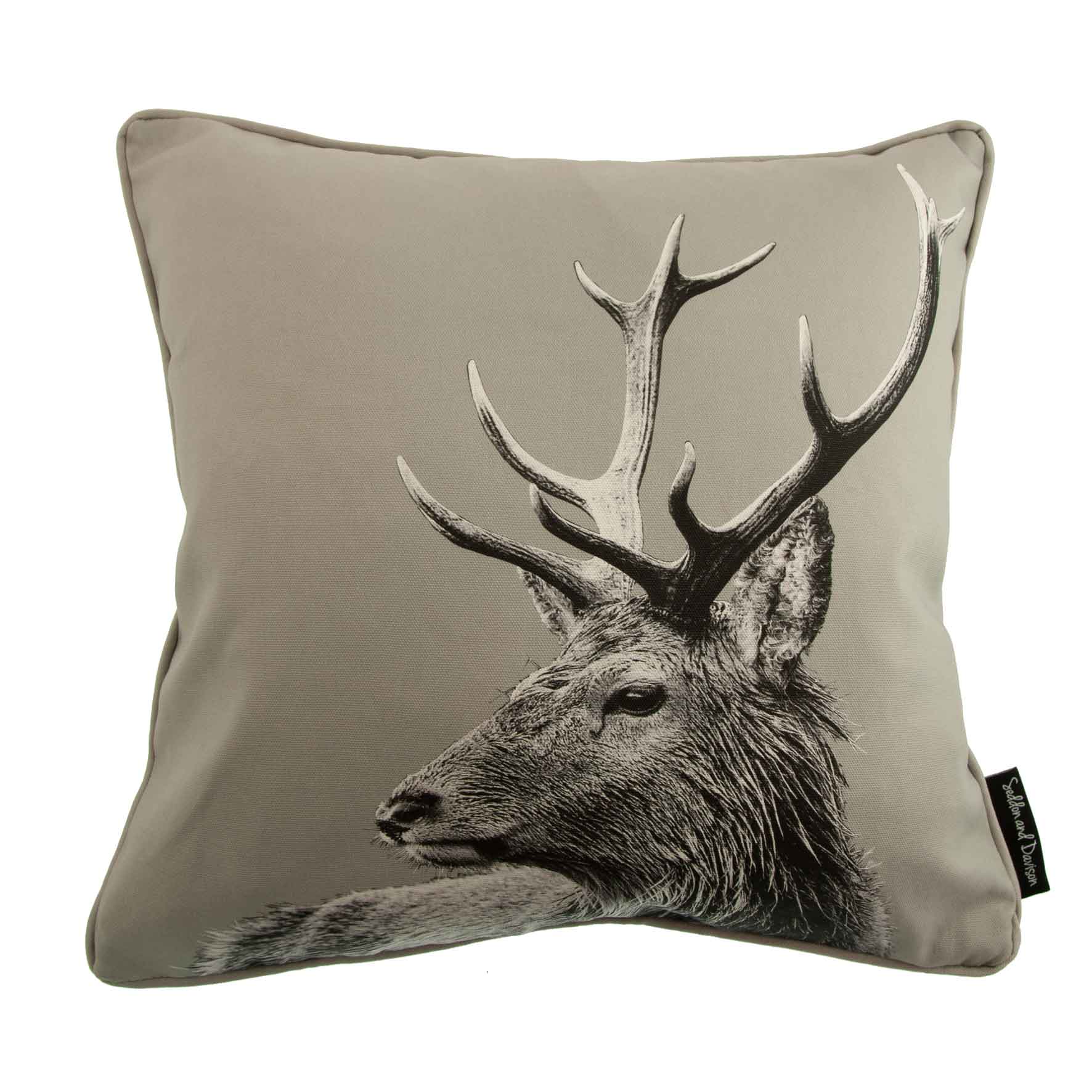 Highland Stag Cushion - Sage Grey