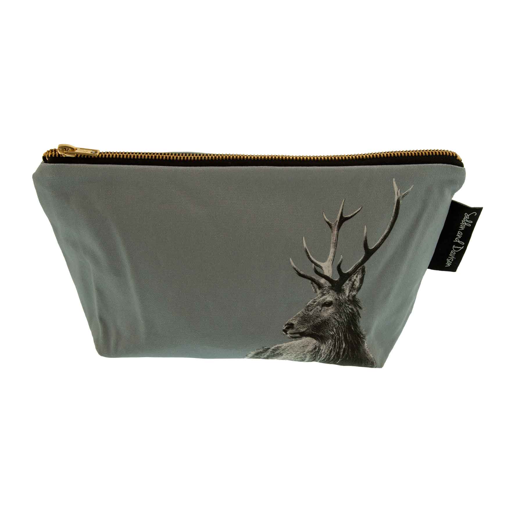 Highland Stag Wash Bag Pale Grey