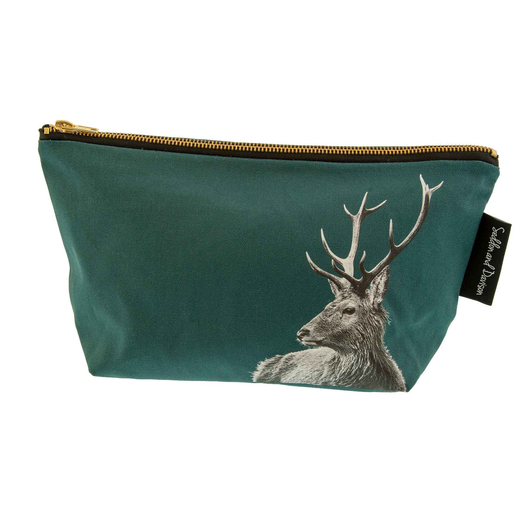 Highland Stag Wash Bag Teal Green