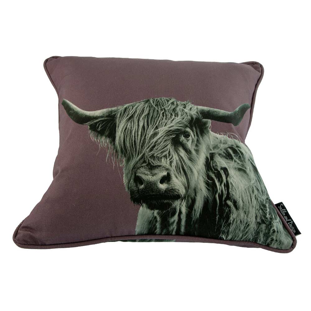 Highland Cow Cushion - Dusky Pink