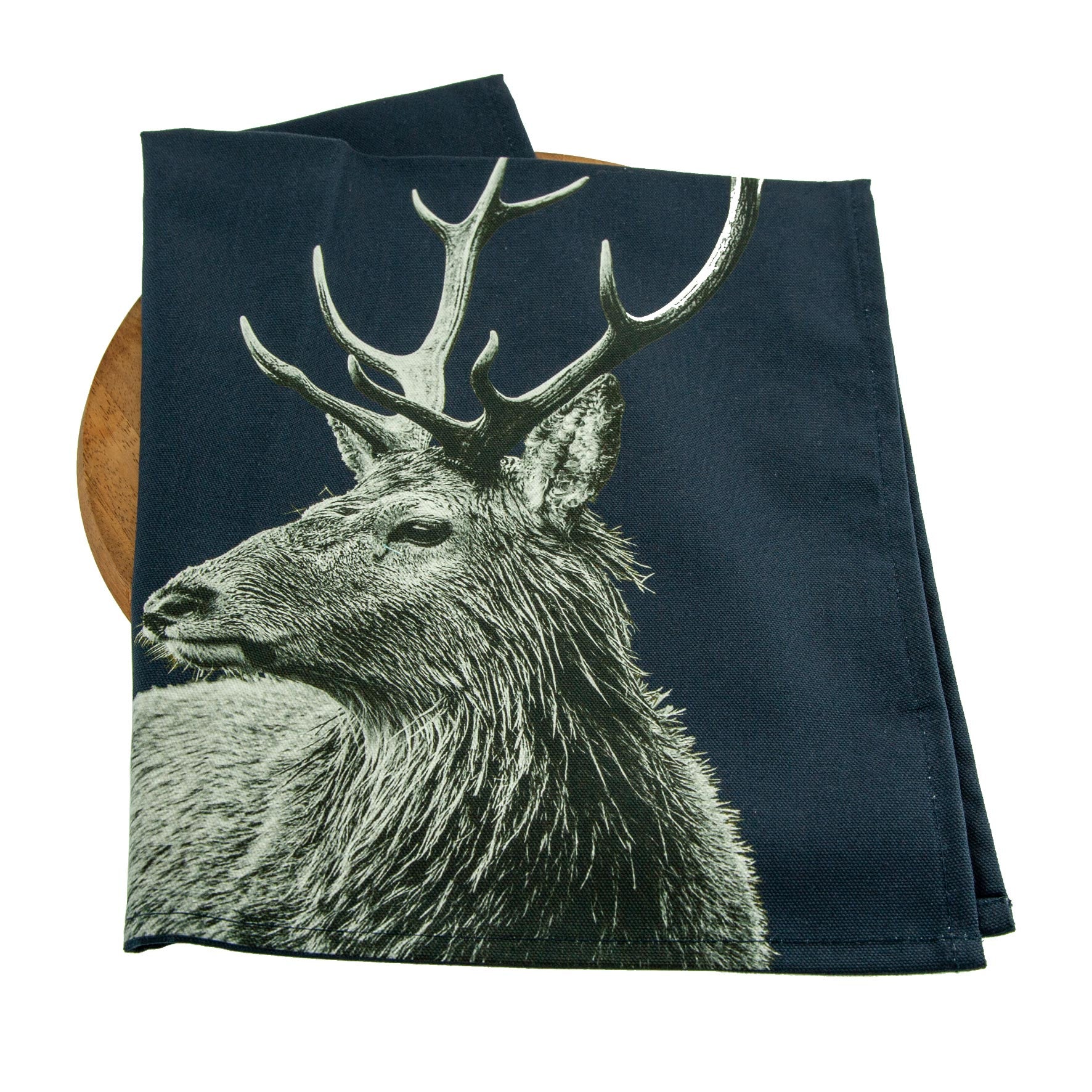 Highland Stag Tea Towel - Blackberry