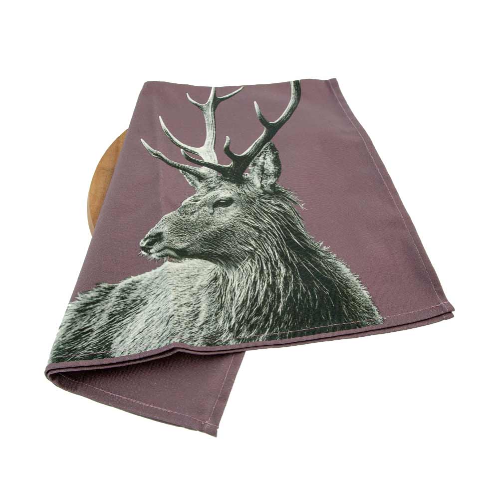 Highland Stag Tea Towel - Dusky Pink