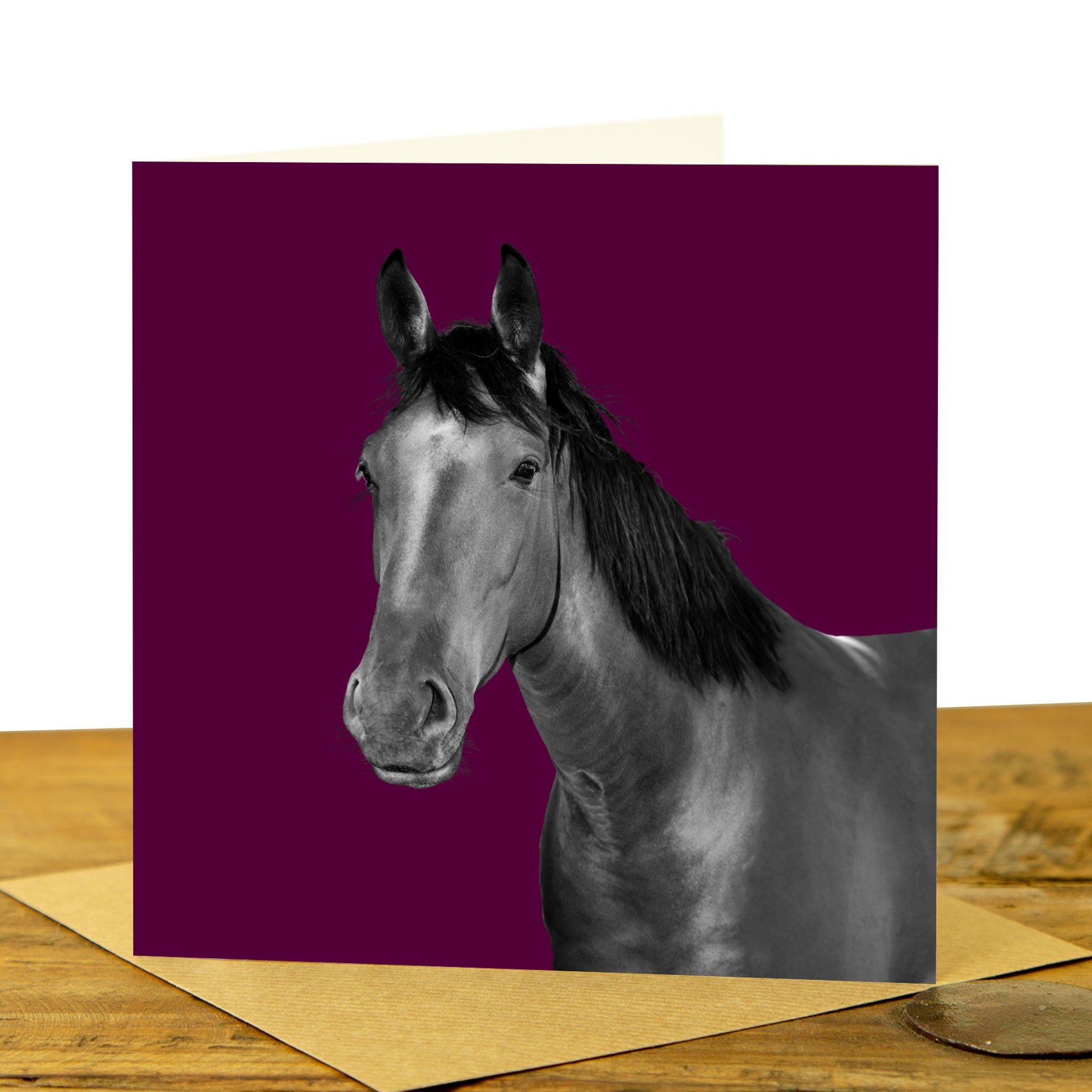 Horse Card -Claret