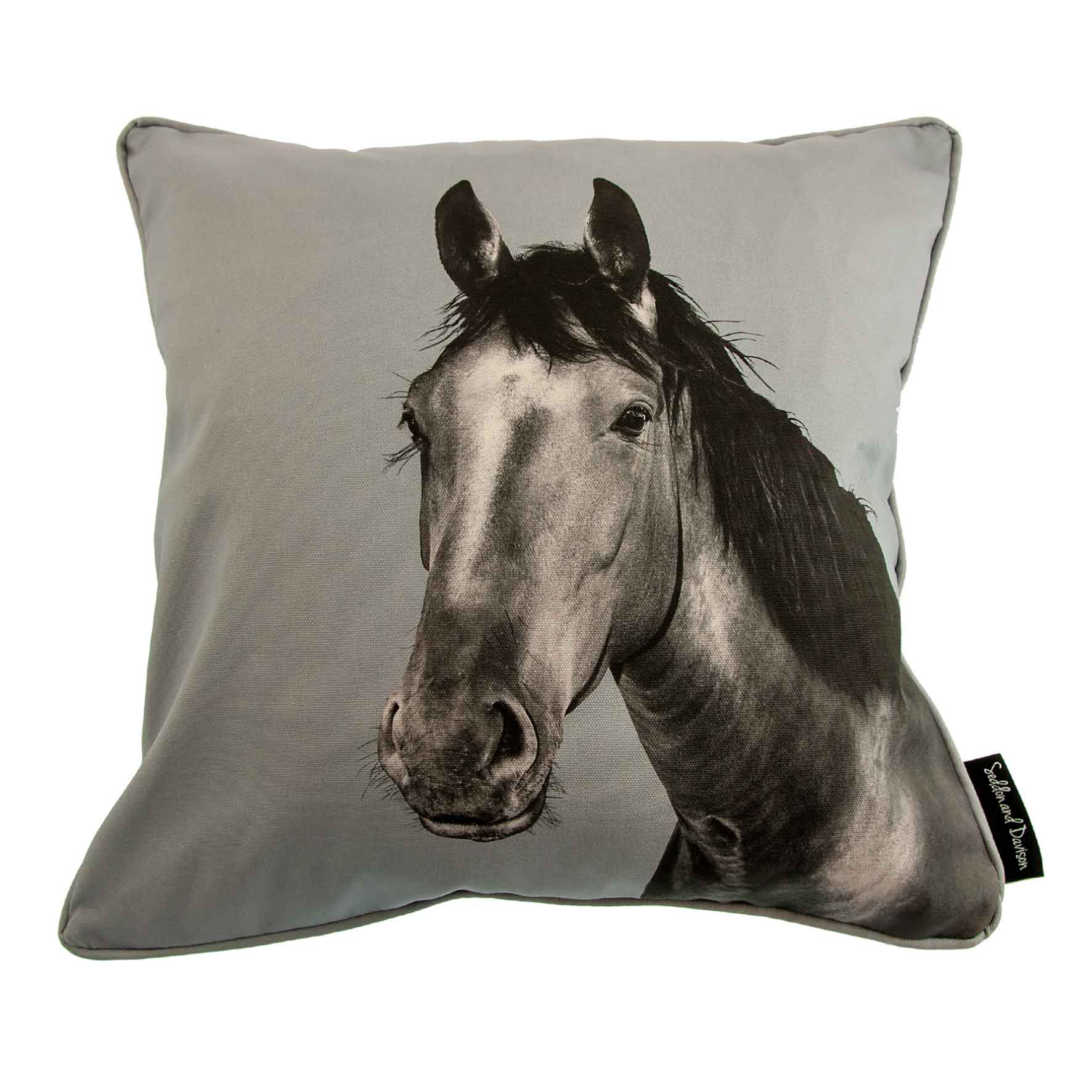 Horse Cushion - Pale Grey