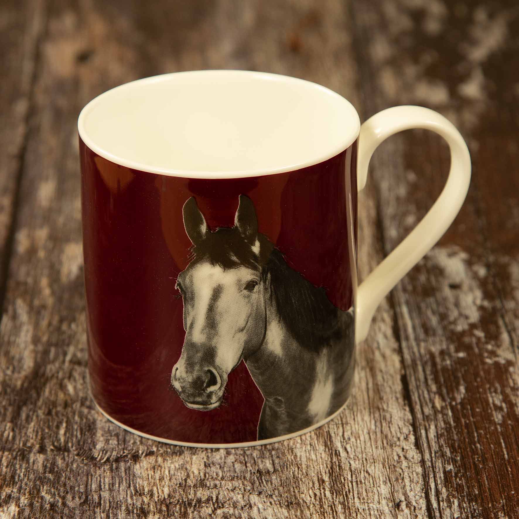 Horse Fine Bone China Mug - Carmine