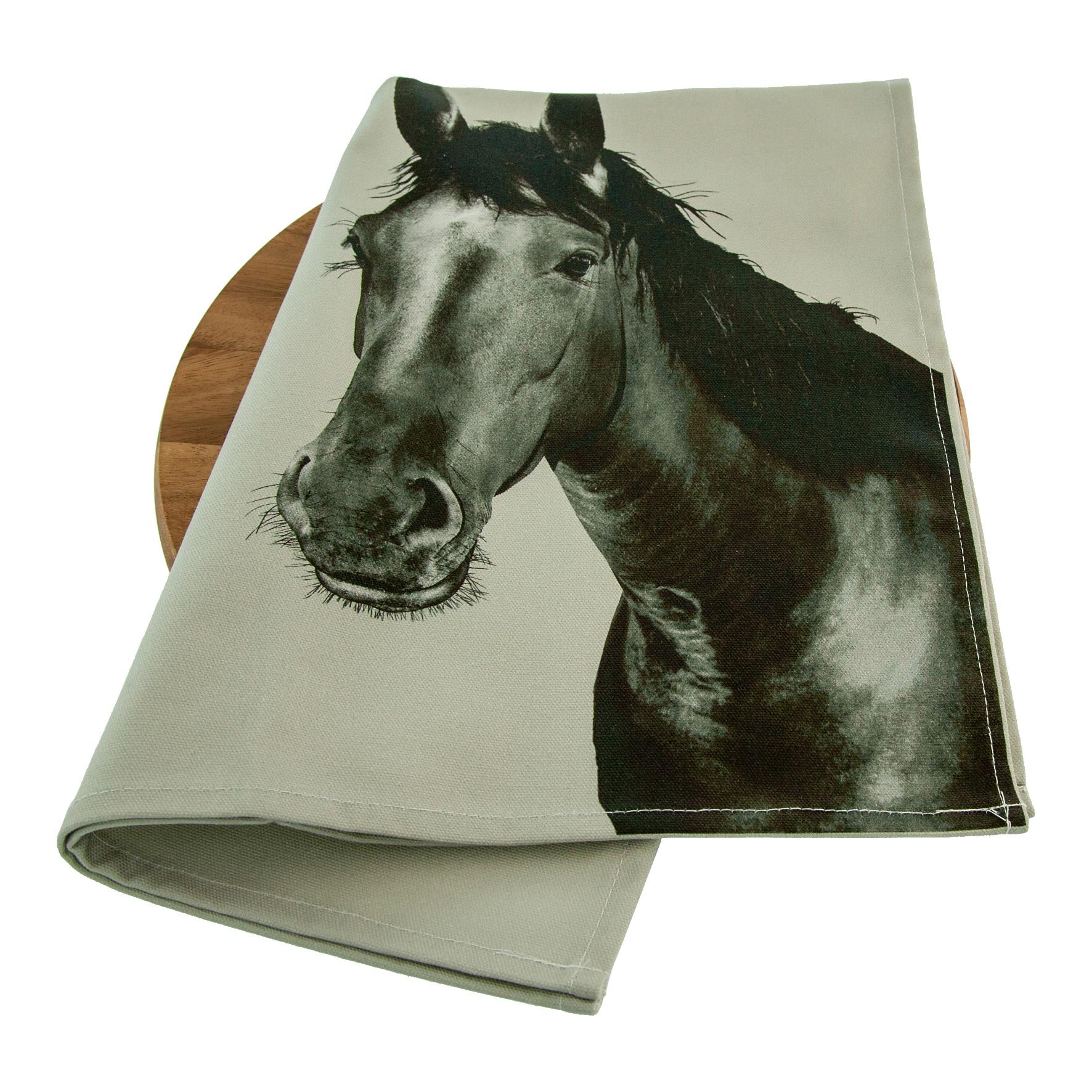 Horse Tea Towel - Sage Grey