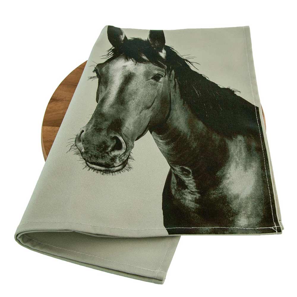 Horse Tea Towel - Sage Grey