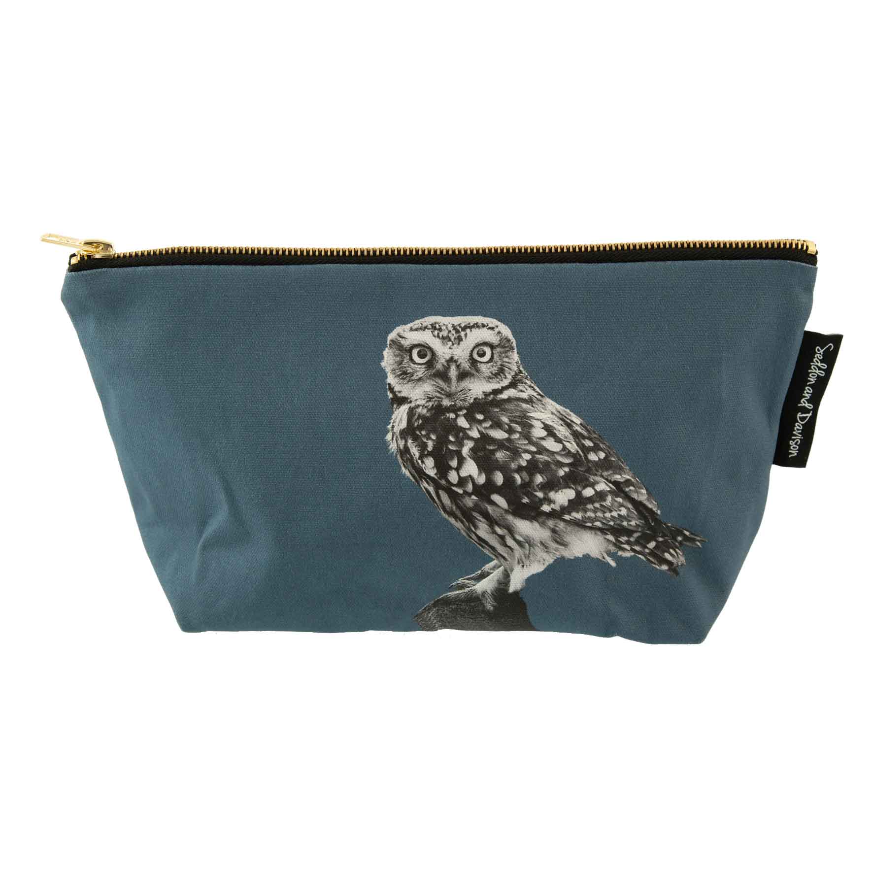 Little Owl Standing Wash Bag - Steel Blue
