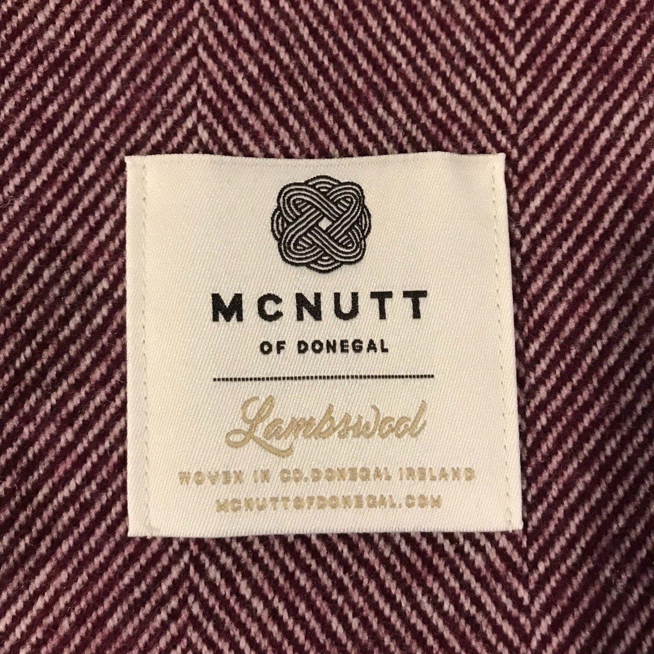 McNutt of Donegal - Burgundy Lambswool Herringbone Blanket