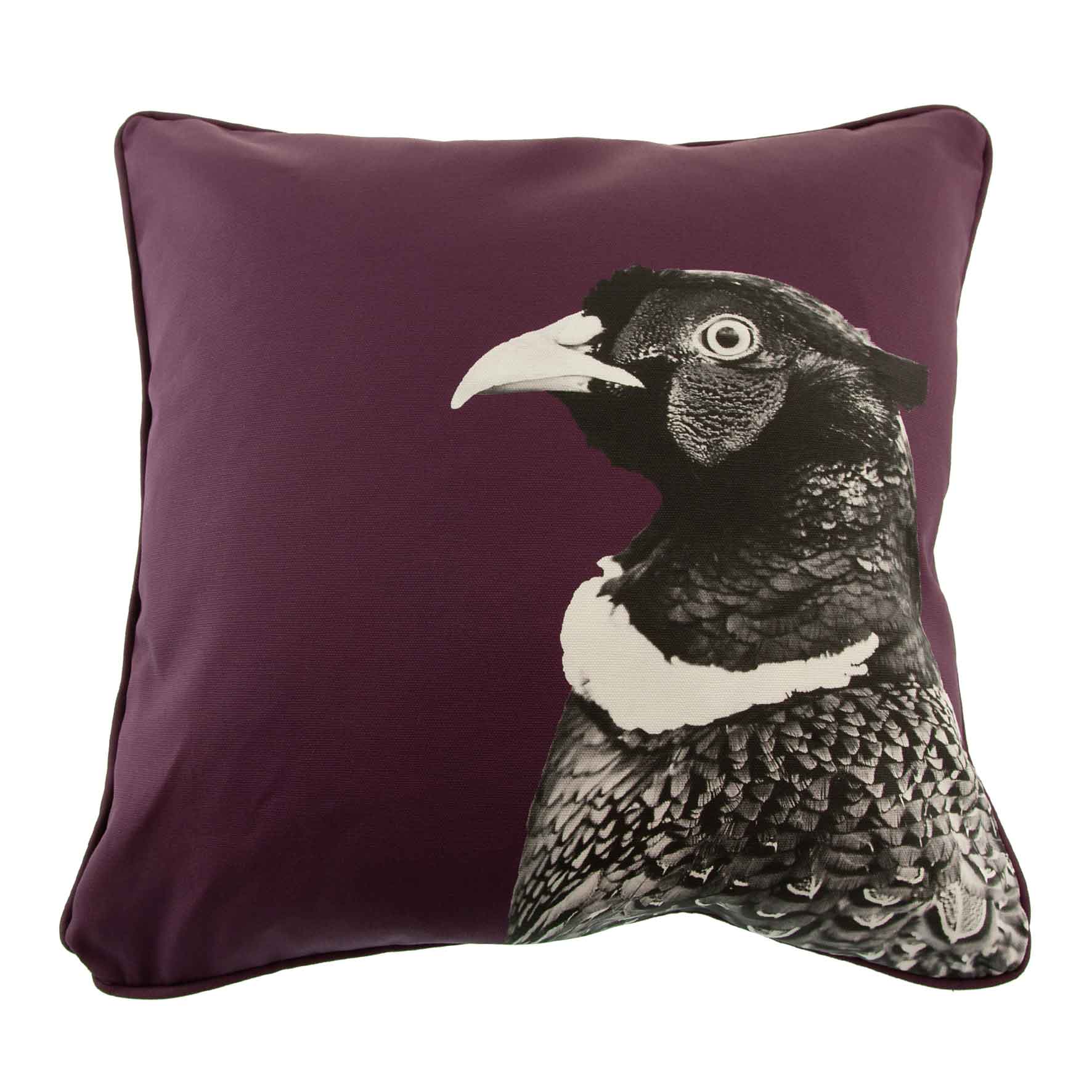 Pheasant Cushion - Mulberry