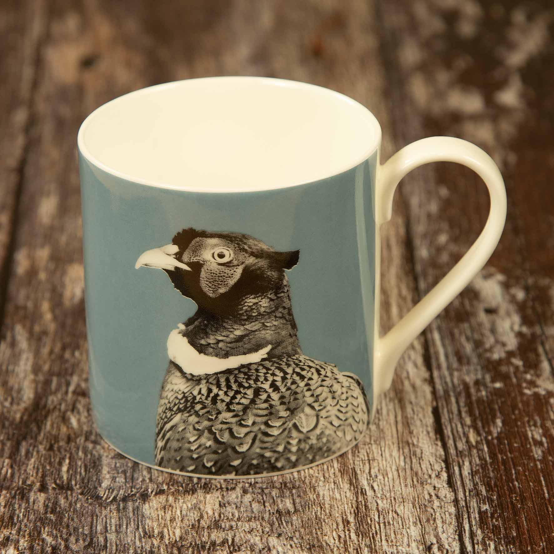 Pheasant Fine Bone China Mug - Pale Blue