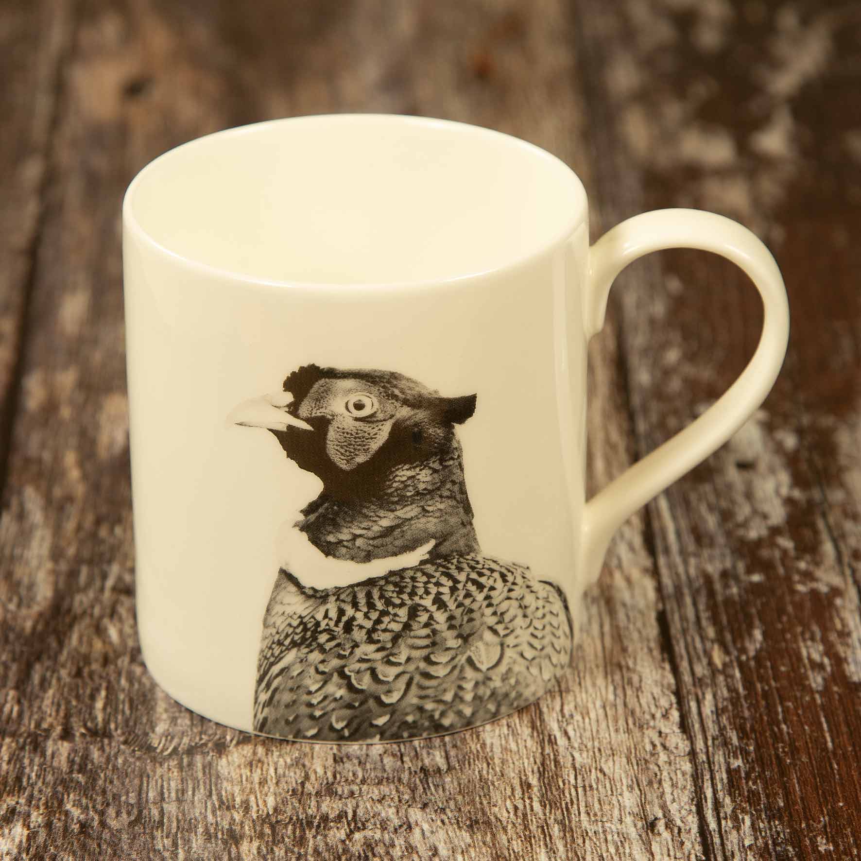 Pheasant Fine Bone China Mug - White