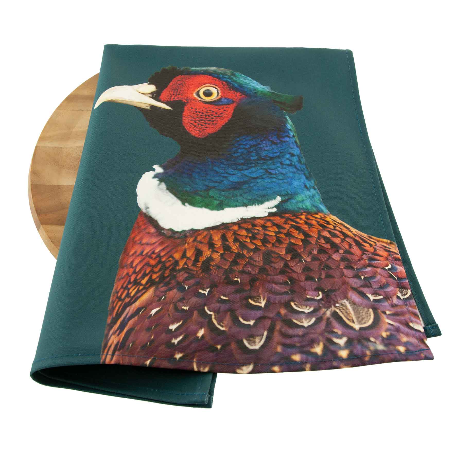 Pheasant Tea Towel - Colour - Teal Green