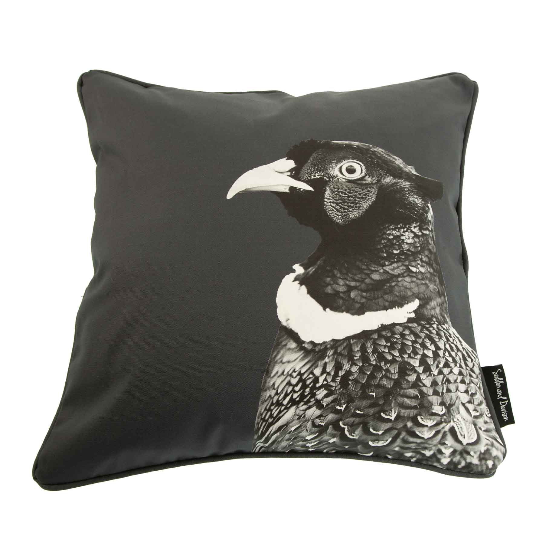 pheasant cushion - charcoal