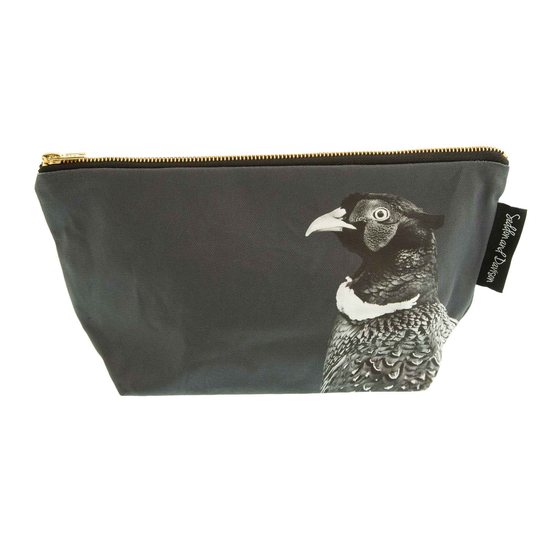 Pheasant wash bag (black and white) - charcoal