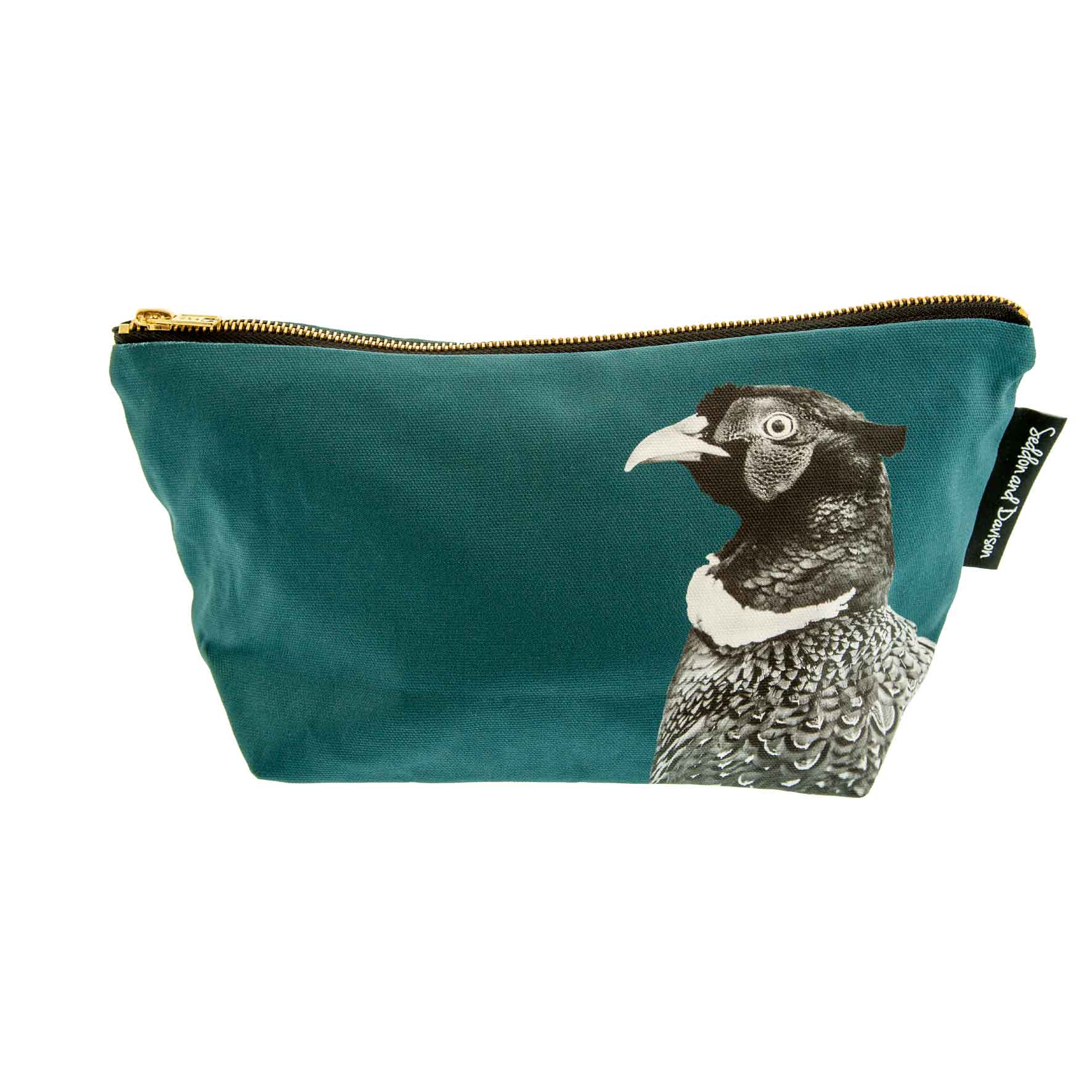 Pheasant wash bag (black and white) - teal green