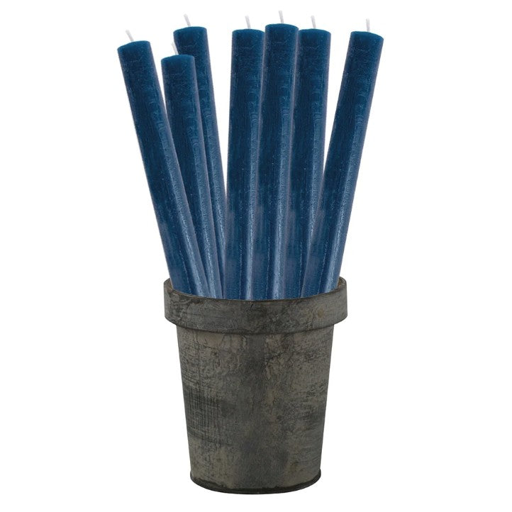 Rustic dinner candles - inky blue