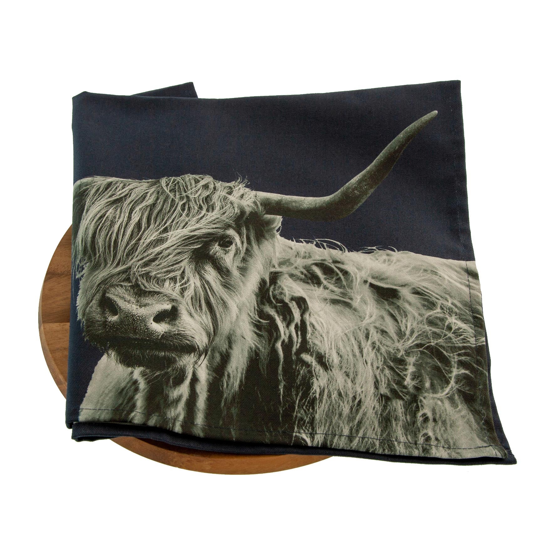 Highland Cow Tea Towel - Blackberry