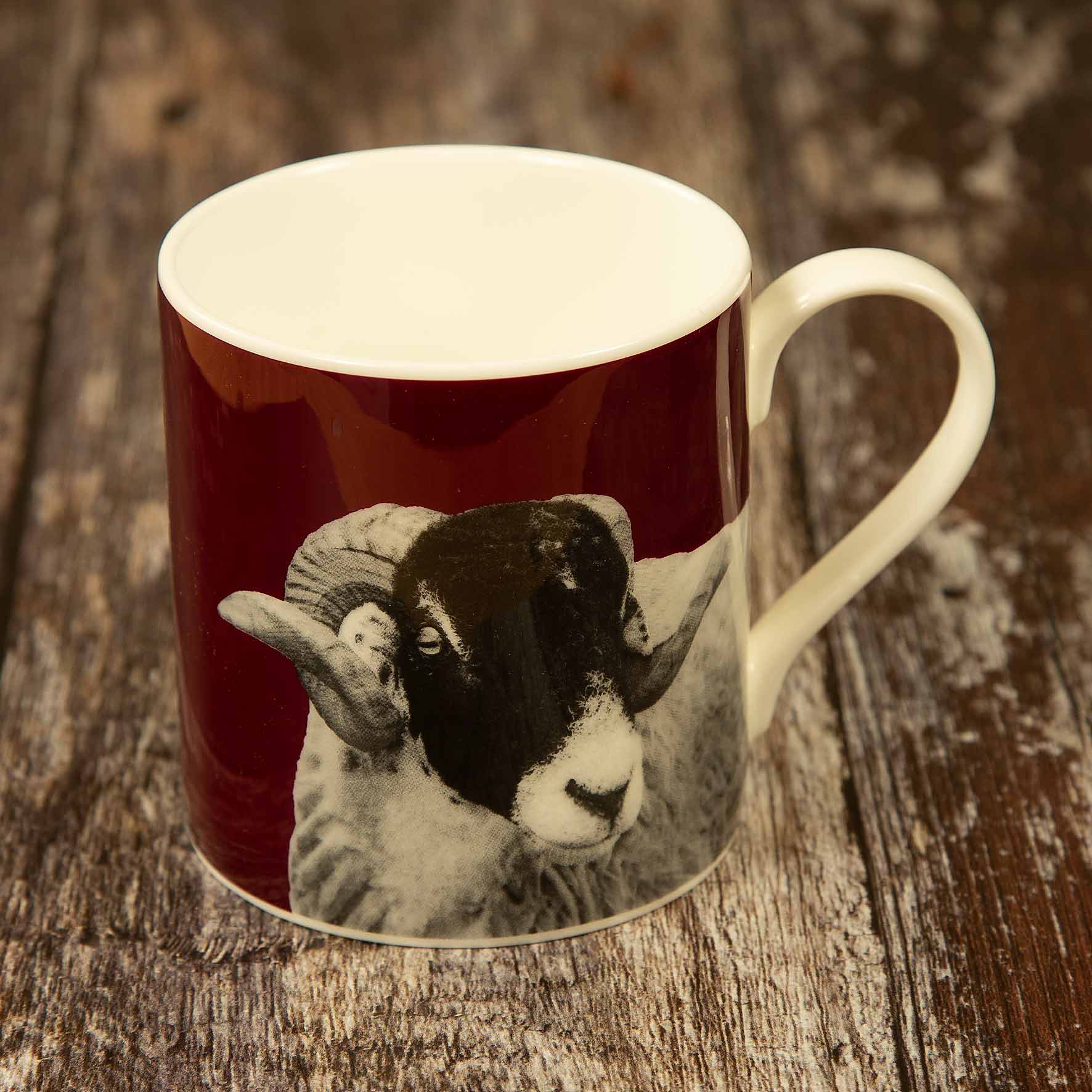 Swaledale Sheep Fine Bone China Mug - Carmine