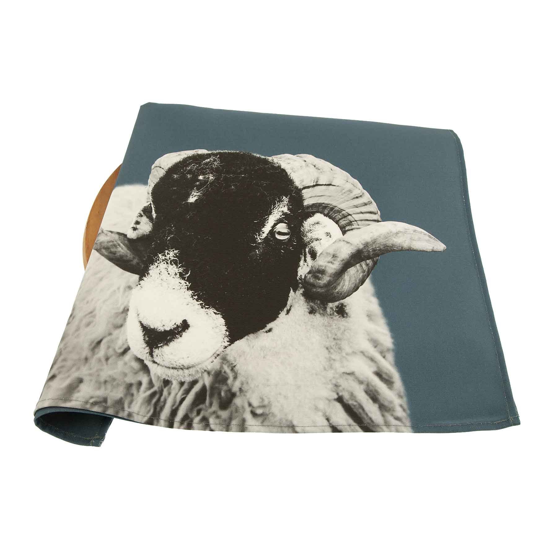 swaledale sheep tea towel - steel blue