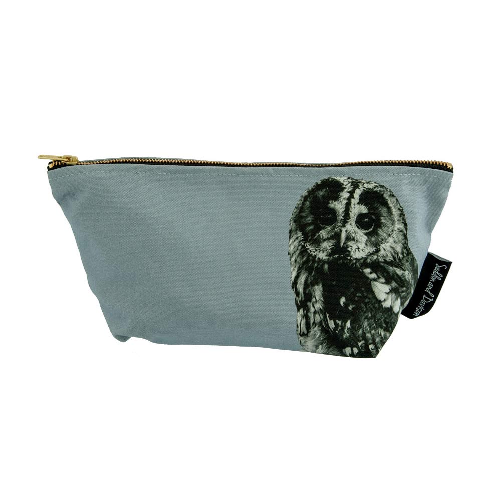Tawny Owl Wash Bag - Pale Grey
