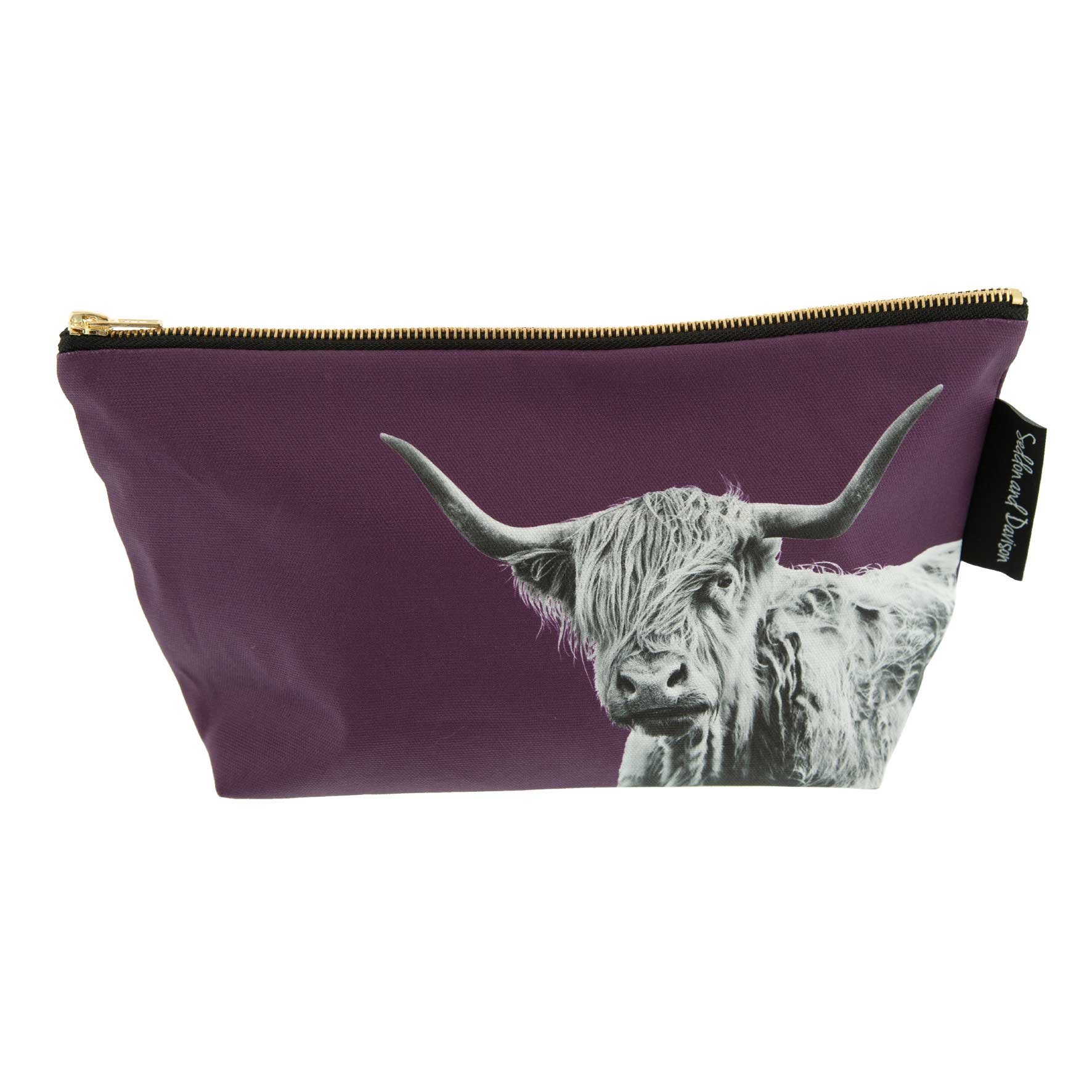 Shaggy Highland Cow Wash Bag - Mulberry