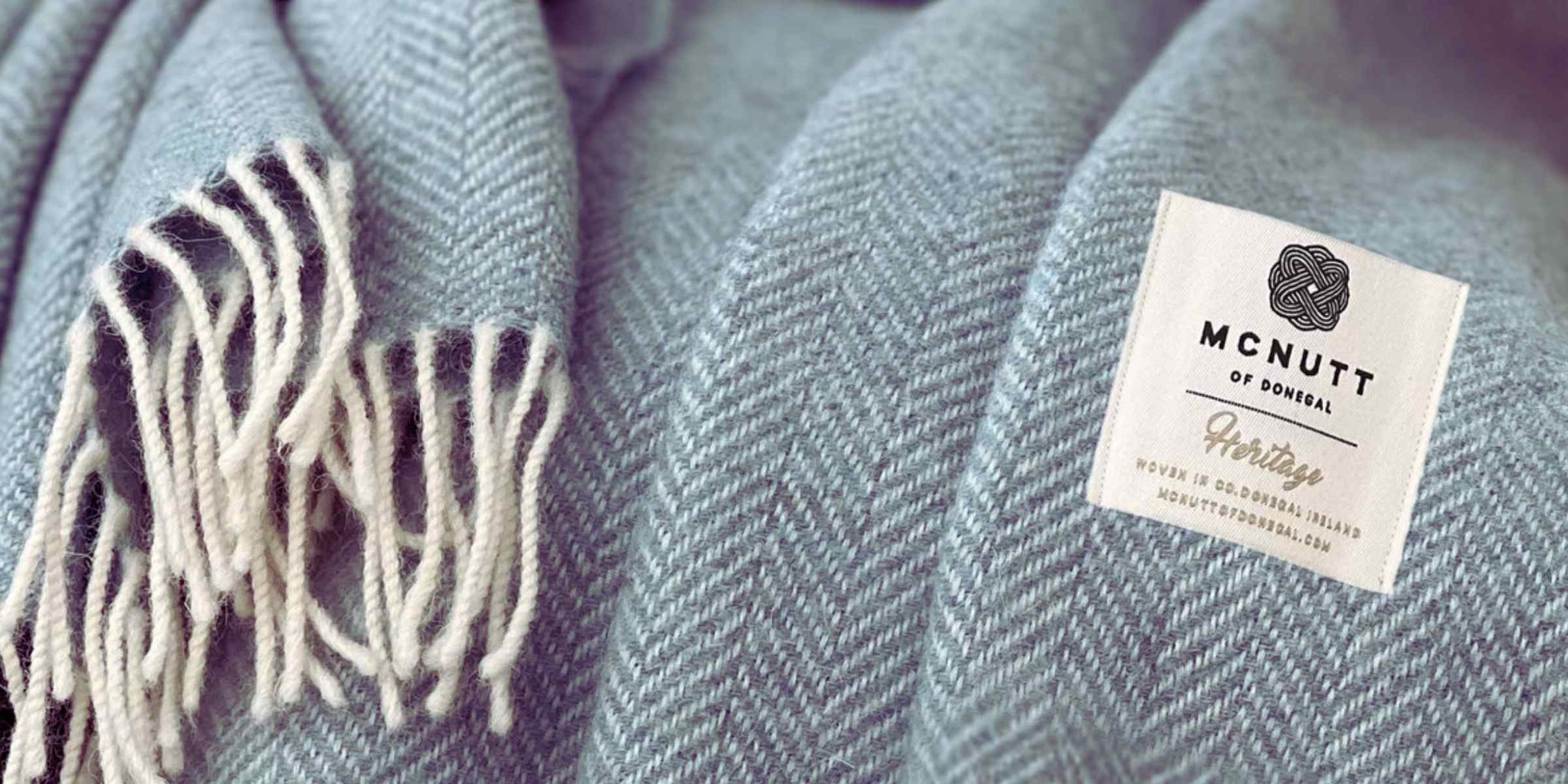 McNutt of Donegal - Close of Throw with fringe detail in sea green