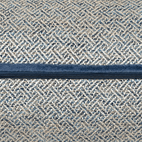 Ada Square Cushion in Blue and Silver with Piping