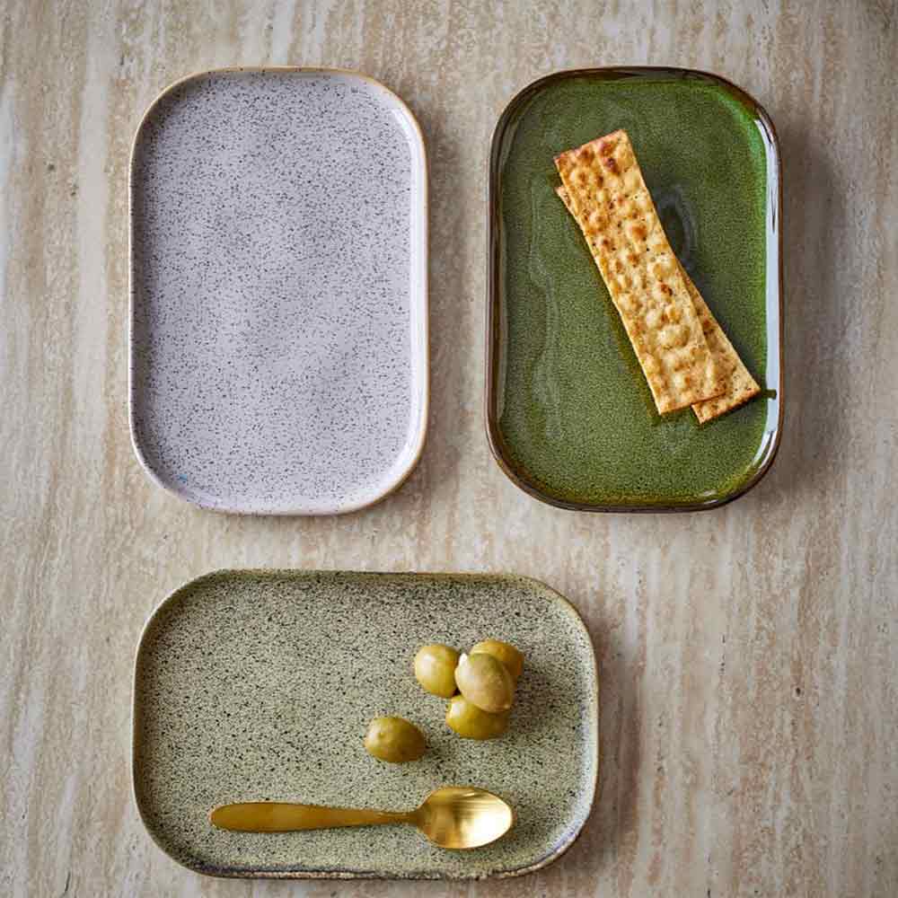 Addison Green Stoneware Plates - Set of Three