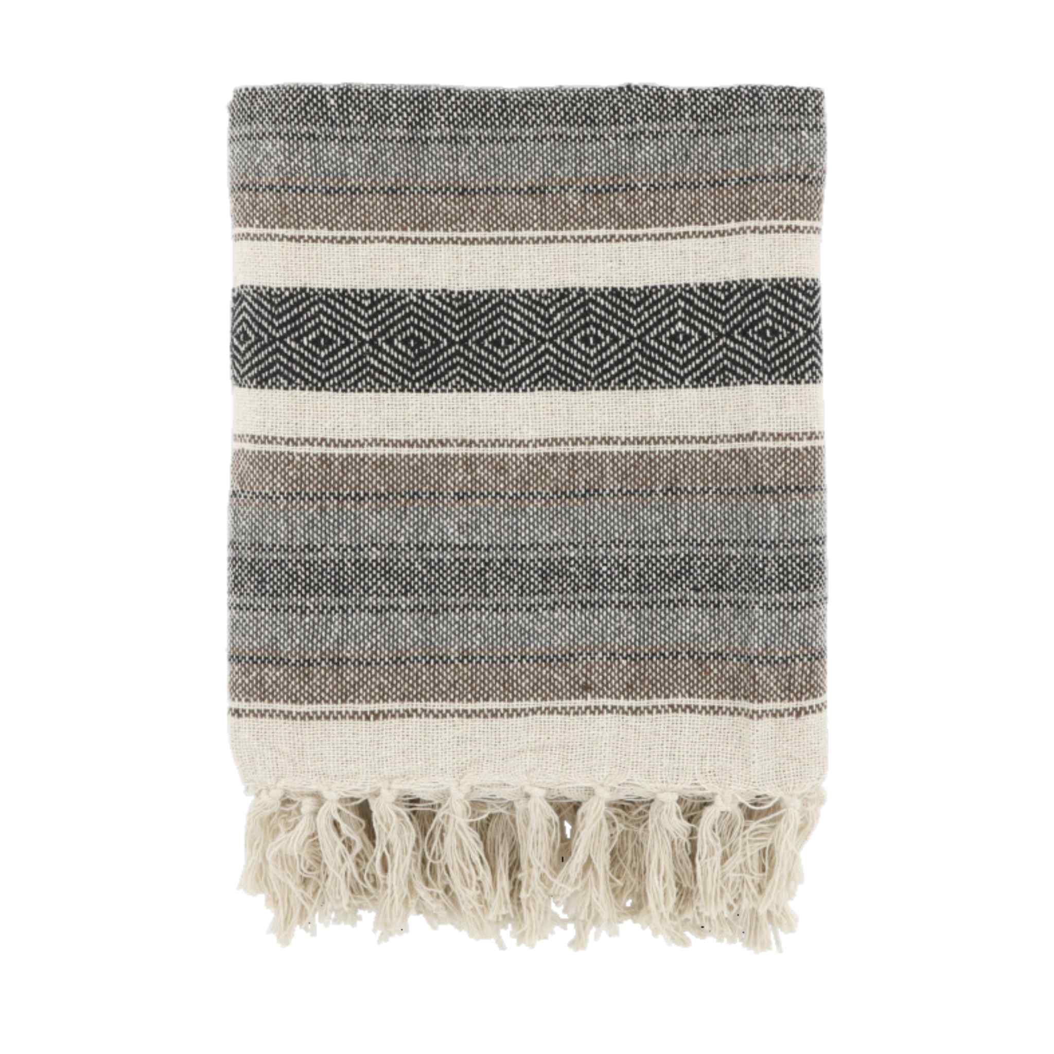 Aix Mocca and Black Recycled Cotton Throw