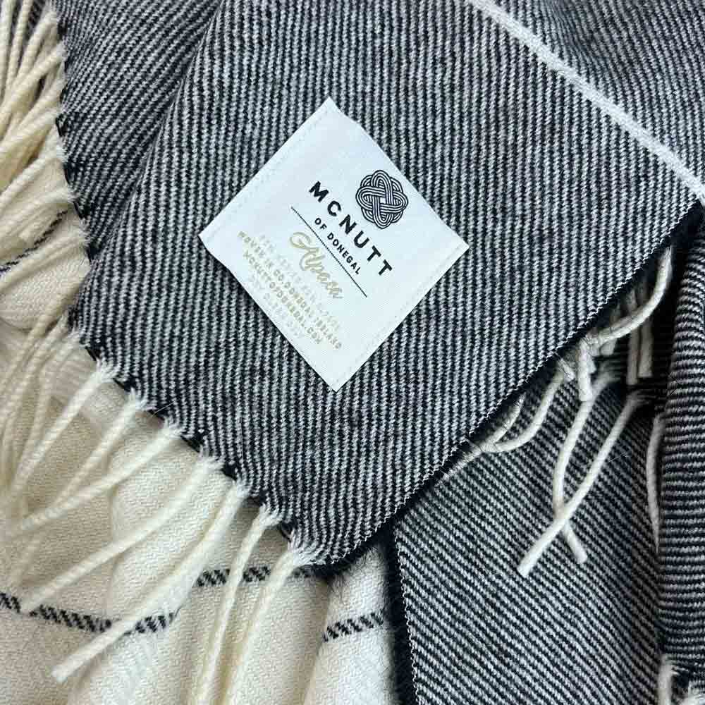 Alpaca and Merino Throw - Charcoal Ombre  - McNutt of Donegal