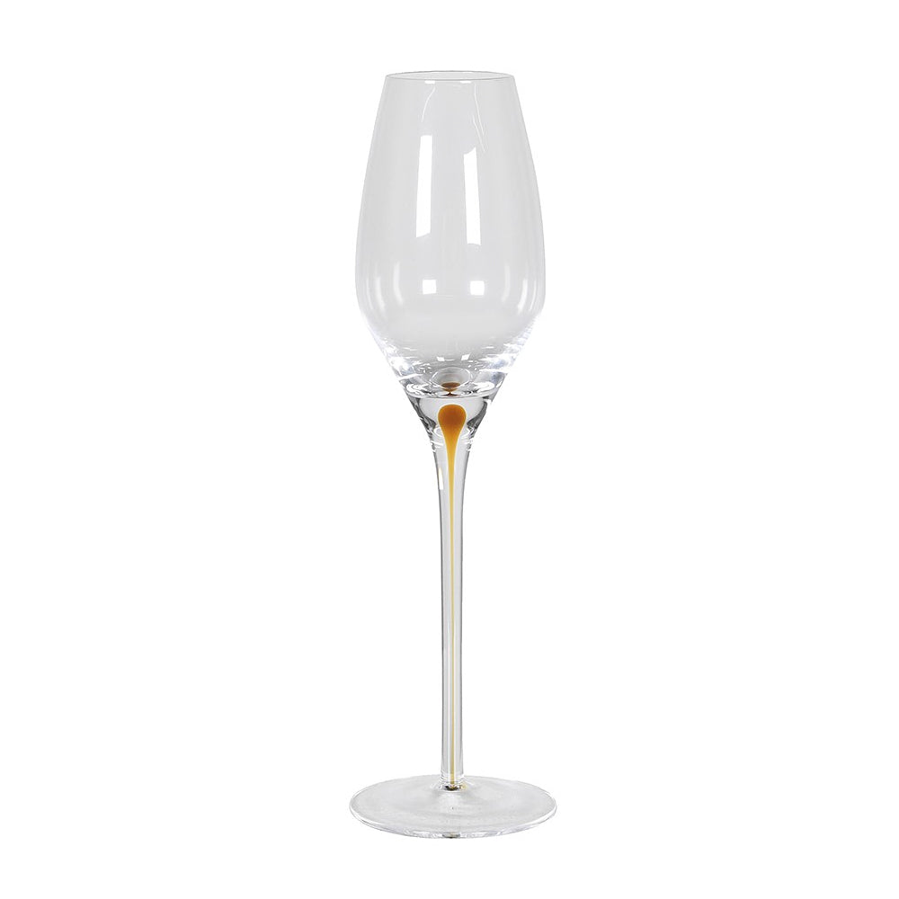 Amber Teardrop Champagne Flute on a white background