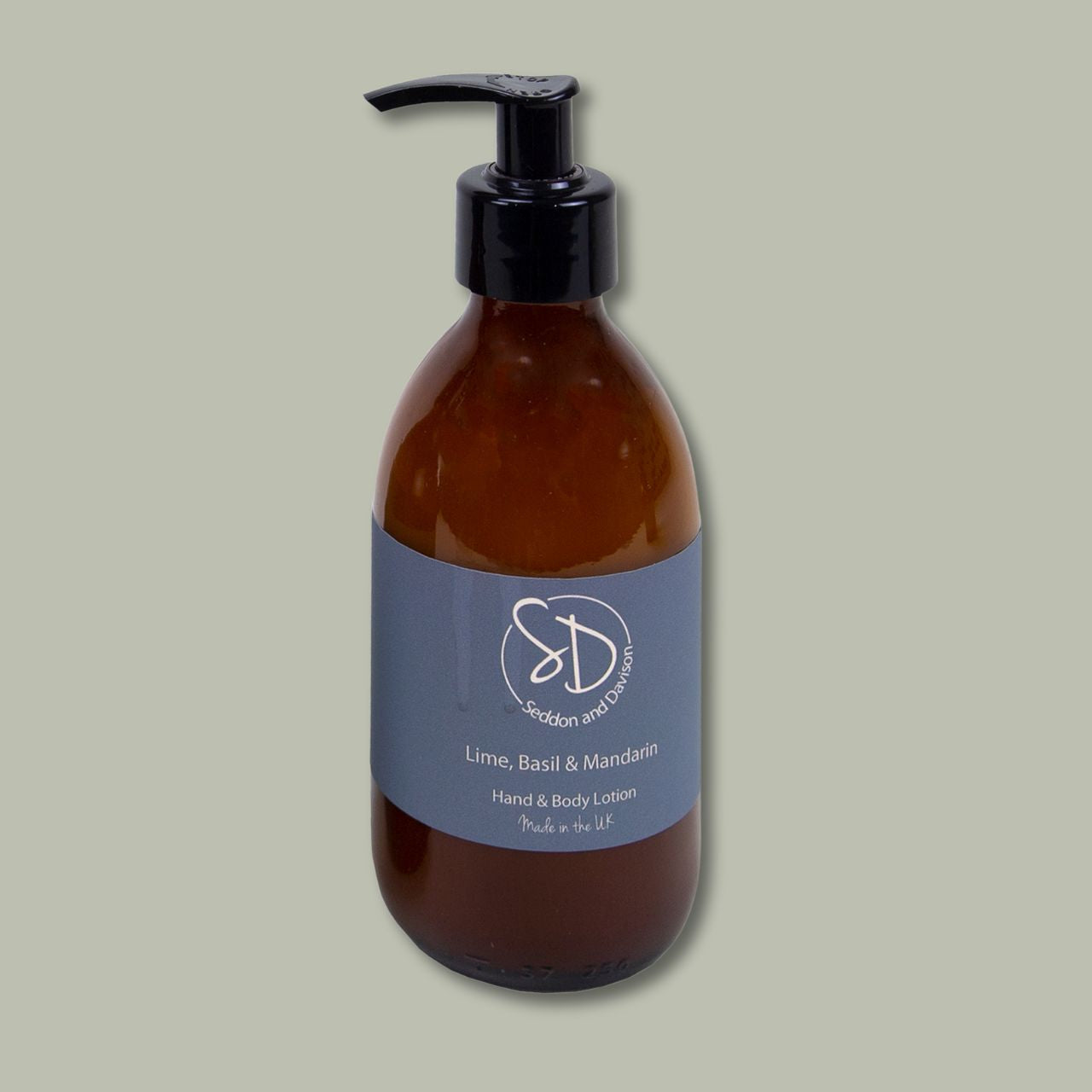 Amber Glass Hand and Body Lotion  - Lime, Basil and Mandarin by Seddon and Davison