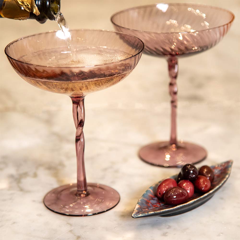 Amethyst Twist Coupe Glass