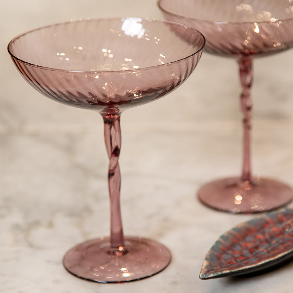 Amethyst Twist Coupe Glass