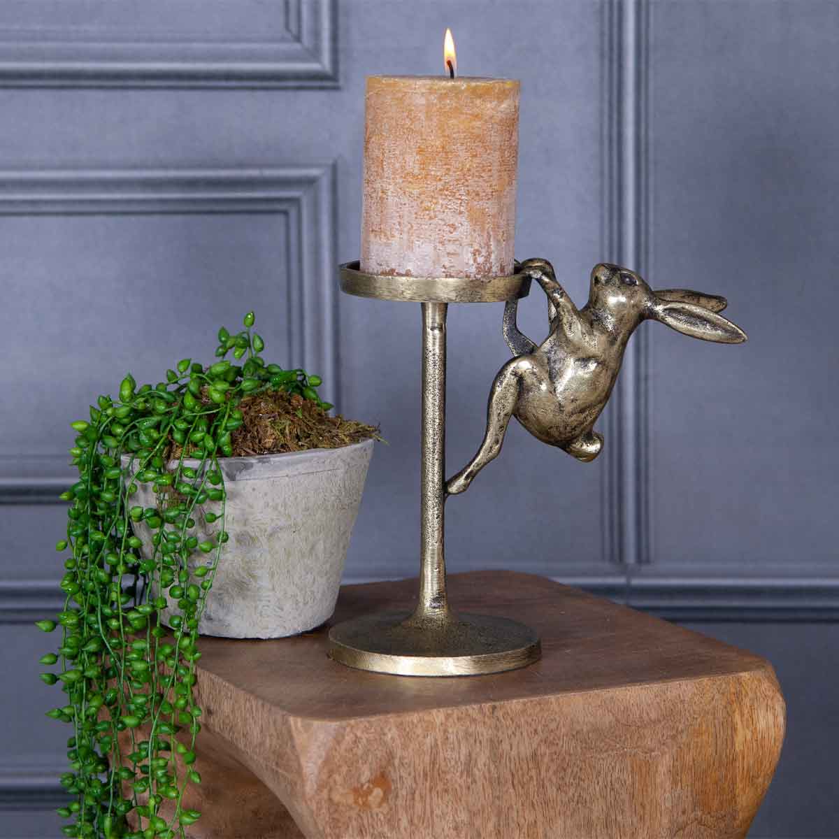 Antique Brass Hare Candlestick