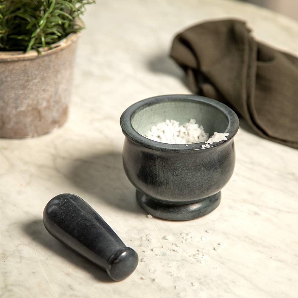Aprilla Pestle and Mortar - Soapstone - Grey