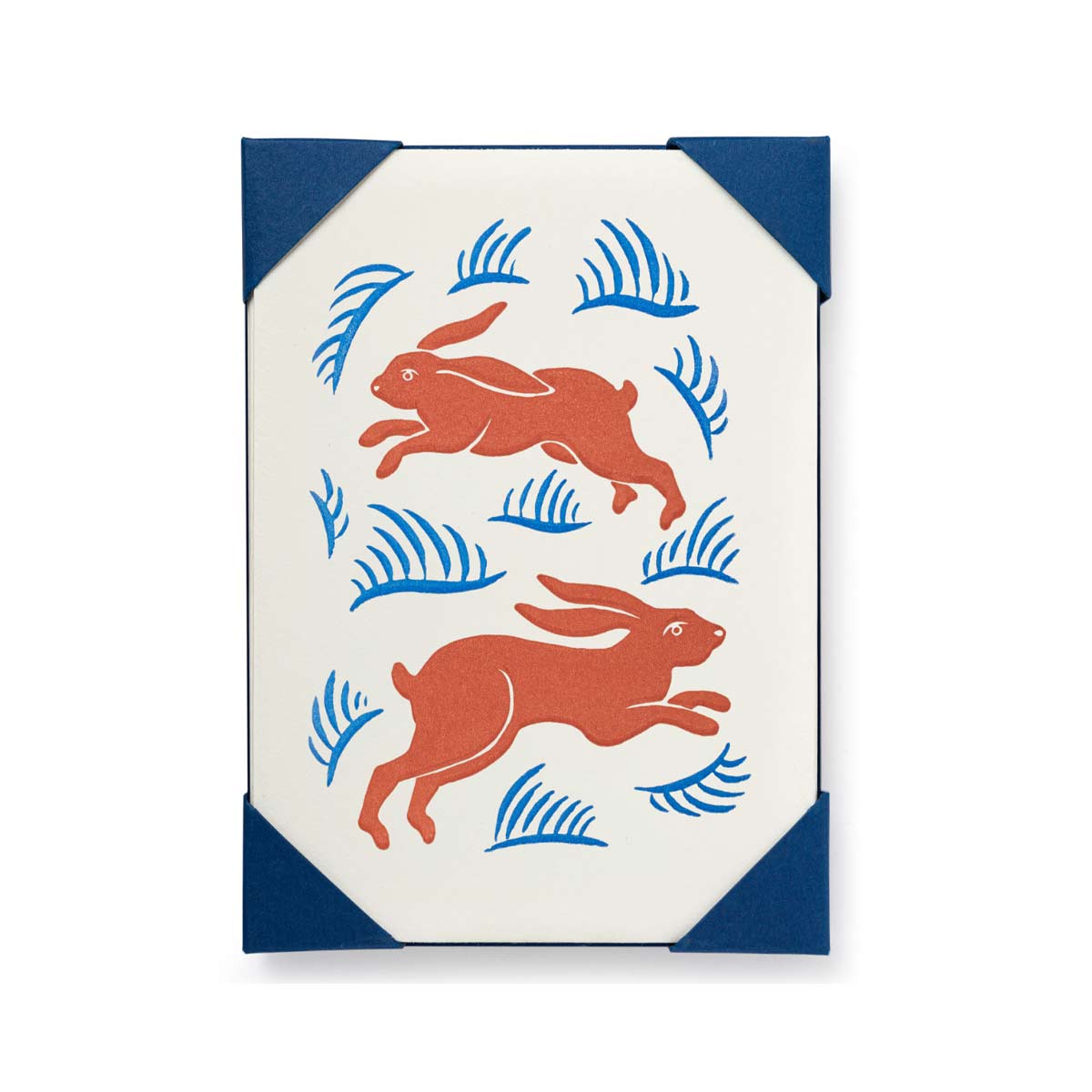 rchivist Hares Notelet Card Set – Pack of 5 letterpress-printed blank cards with hare illustrations by Ariana Martin, made from eco-friendly, compostable paper.