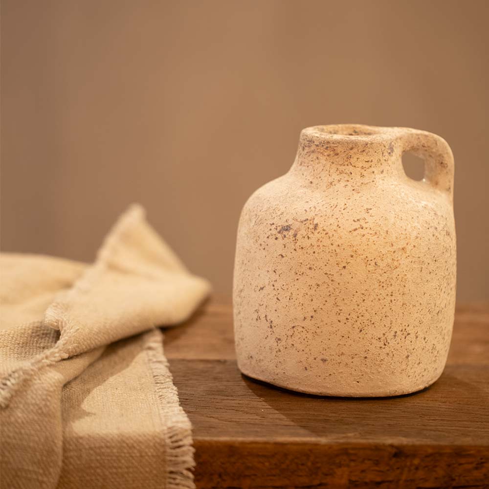 Baku Terracotta Vase in Matt White - Short