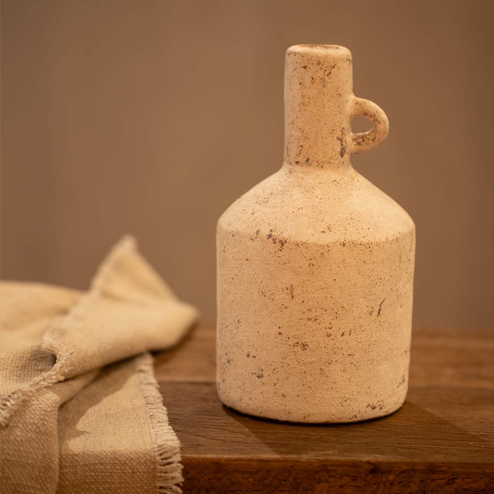 Baku Terracotta Vase in Matt White - Tall